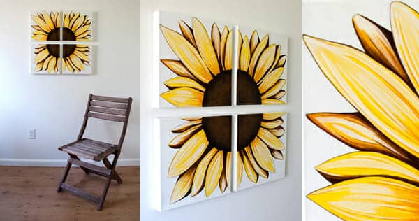 Original Painting Rustic Sunflower Studio Eriksdotter