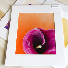 Pink Calla on Orange - print