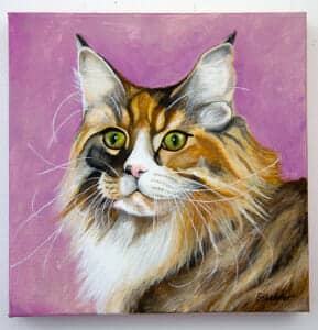 Delaney, the Maine Coon – original pet portrait Pet portrait of a french bulldog by artist Erica Eriksdotter