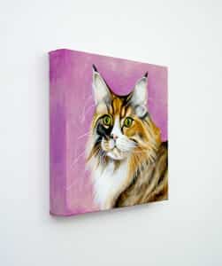 Delaney, the Maine Coon – original pet portrait, left Pet portrait of a french bulldog by artist Erica Eriksdotter
