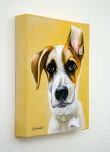 Fiver, the Puppy – original pet portrait, left Pet portrait of a french bulldog by artist Erica Eriksdotter