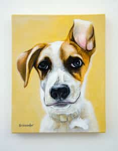 Fiver, the Puppy – original pet portrait Pet portrait of a french bulldog by artist Erica Eriksdotter