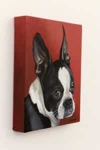 Lucy, the Boston Terrier – original pet portrait, left Pet portrait of a french bulldog by artist Erica Eriksdotter