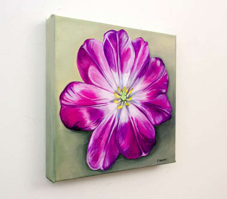 Unfolding Tulip - original painting - Spring Art Auction 2013, left