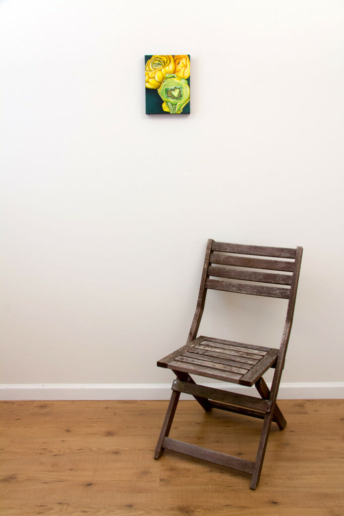 Yellow Ranunculus - Spring Art Auction 2013 - front with chair