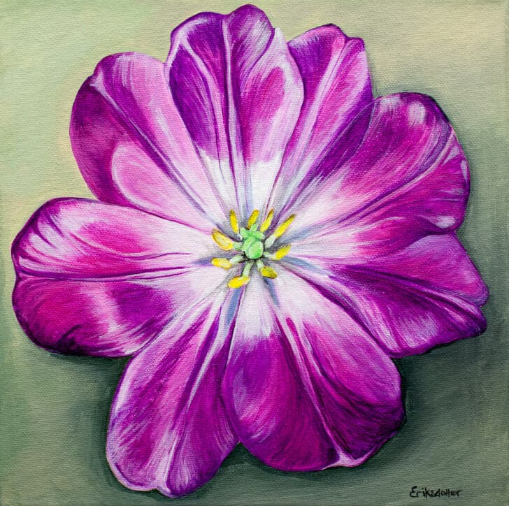 Unfolding Tulip - original painting - Spring Art Auction 2013 - original painting, front