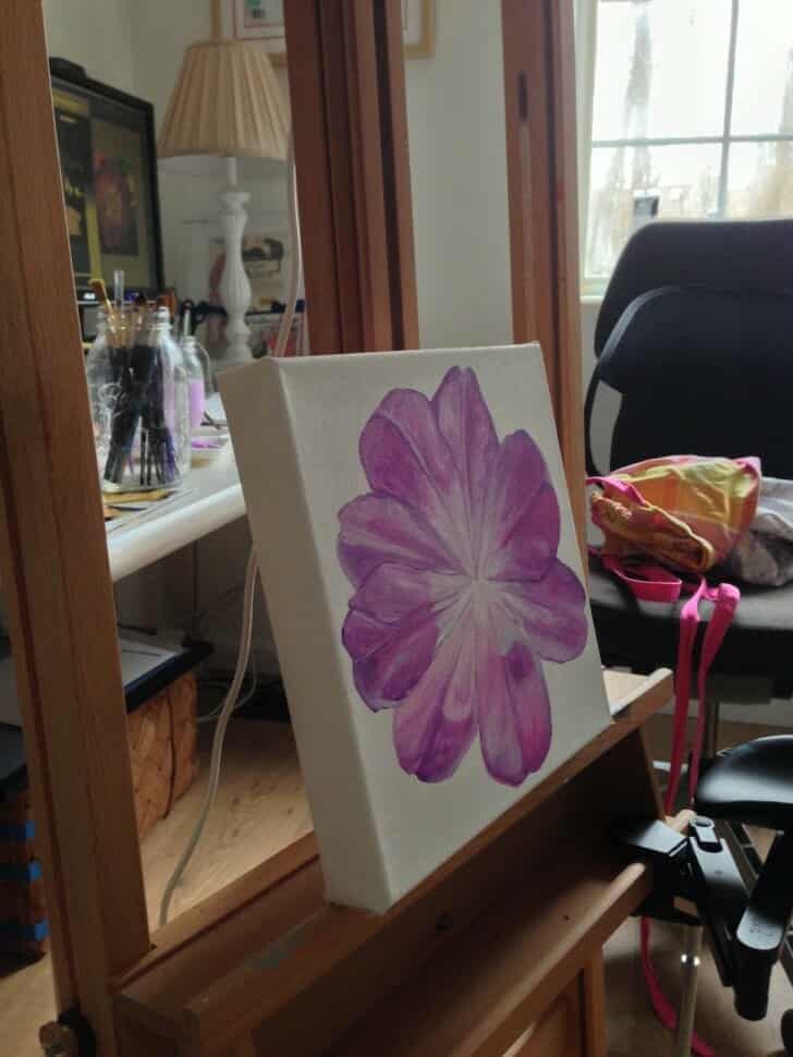 Unfolding Tulip - in progress on the easel