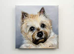 Elsa’s Pet Portrait – original painting, front Pet portrait of a french bulldog by artist Erica Eriksdotter