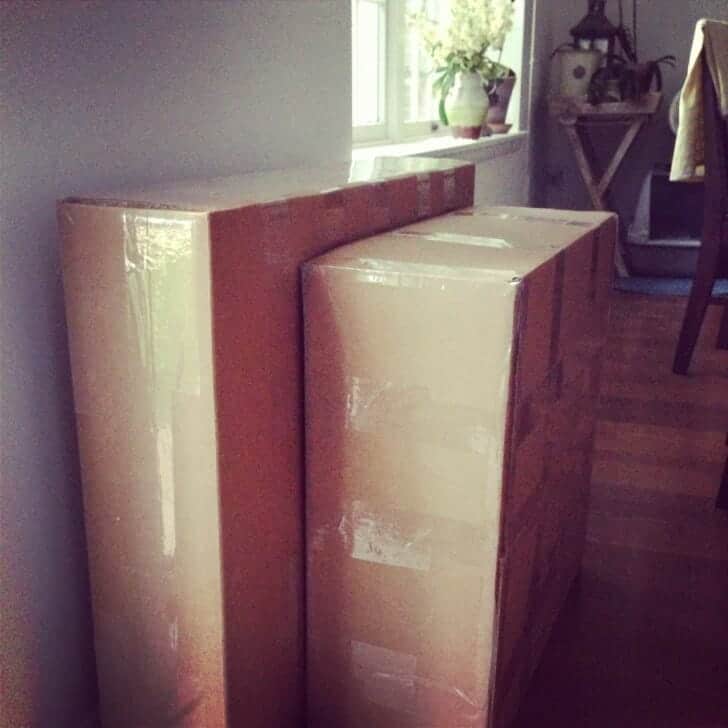 boxes with bridal bouquet paintings