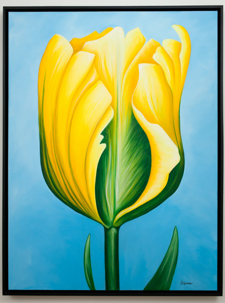 Unwavering Tulips - Yellow and green, original