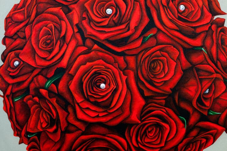 Linn's Bridal Bouquet - original painting by Erica Eriksdotter