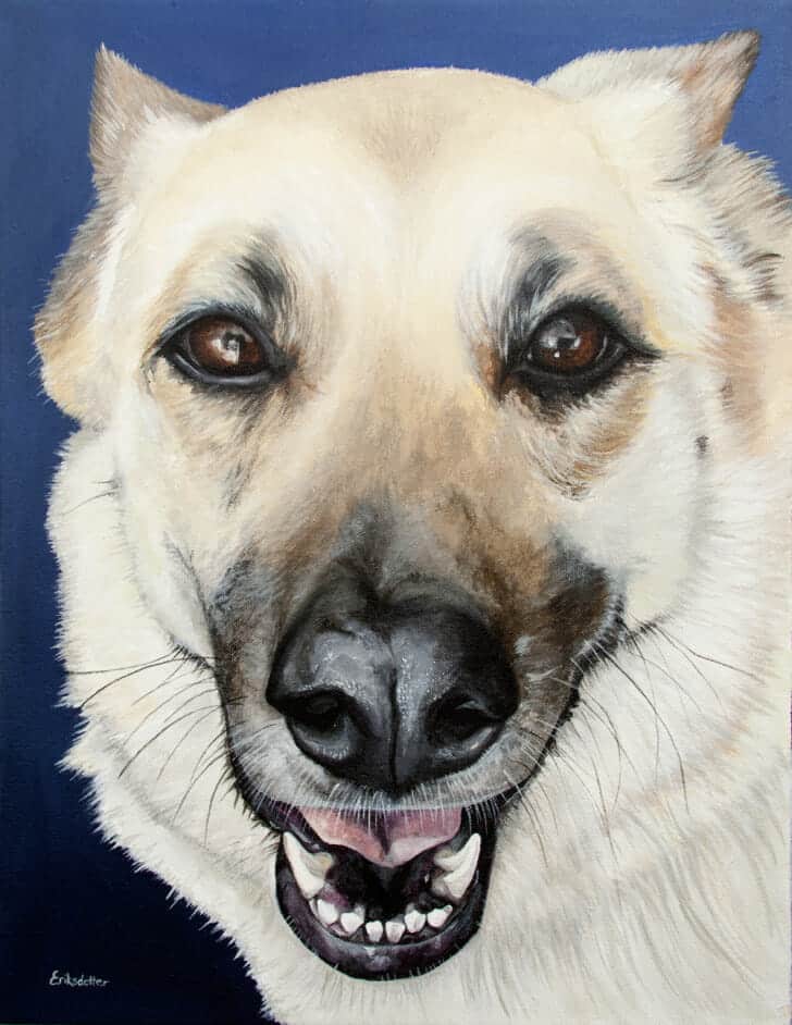 Sasha's Portrait - original pet portrait by Erica Eriksdotter, front