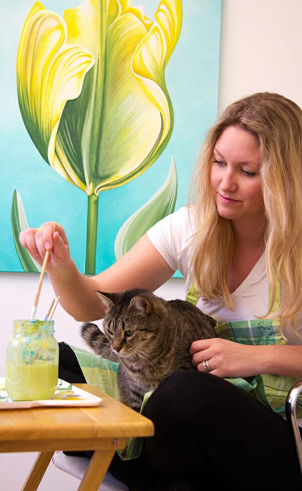 Erica and Lola in the studio