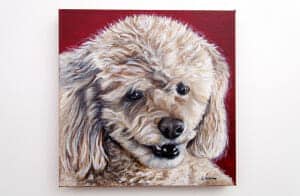 Cocoa’s Portrait – Original pet portrait by Erica Eriksdotter Pet portrait of a french bulldog by artist Erica Eriksdotter