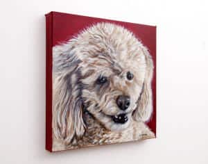 Cocoa’s Portrait – Original pet portrait by Erica Eriksdotter, left Pet portrait of a french bulldog by artist Erica Eriksdotter