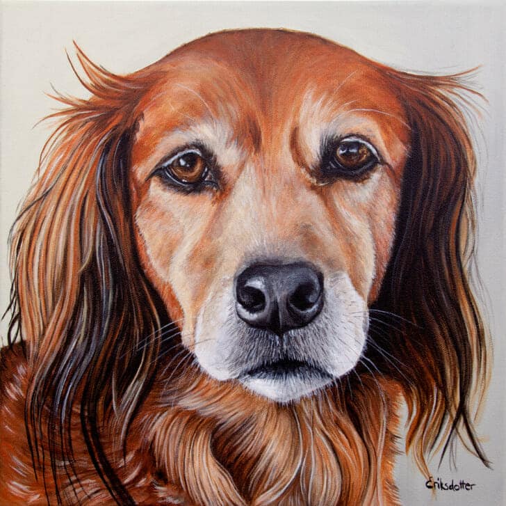 Canela's Portrait - original pet portrait painting by Erica Eriksdotter