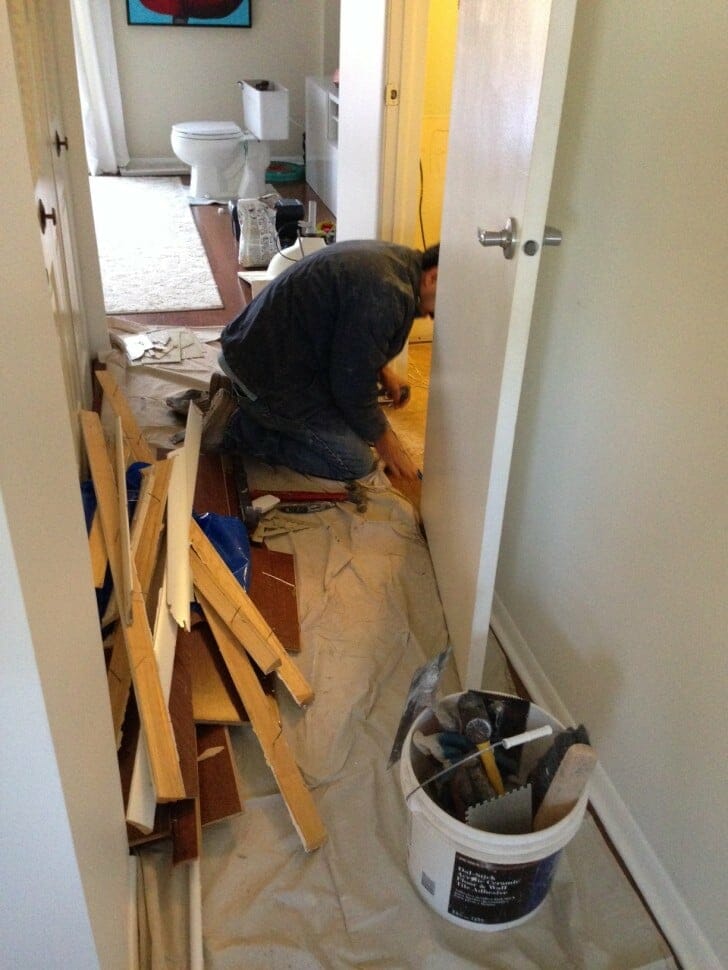 Powder Room renovation - ripping up the floors