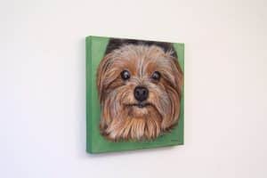 Lexie’s Portrait, original acrylic by Erica Eriksdotter, left Pet portrait of a french bulldog by artist Erica Eriksdotter