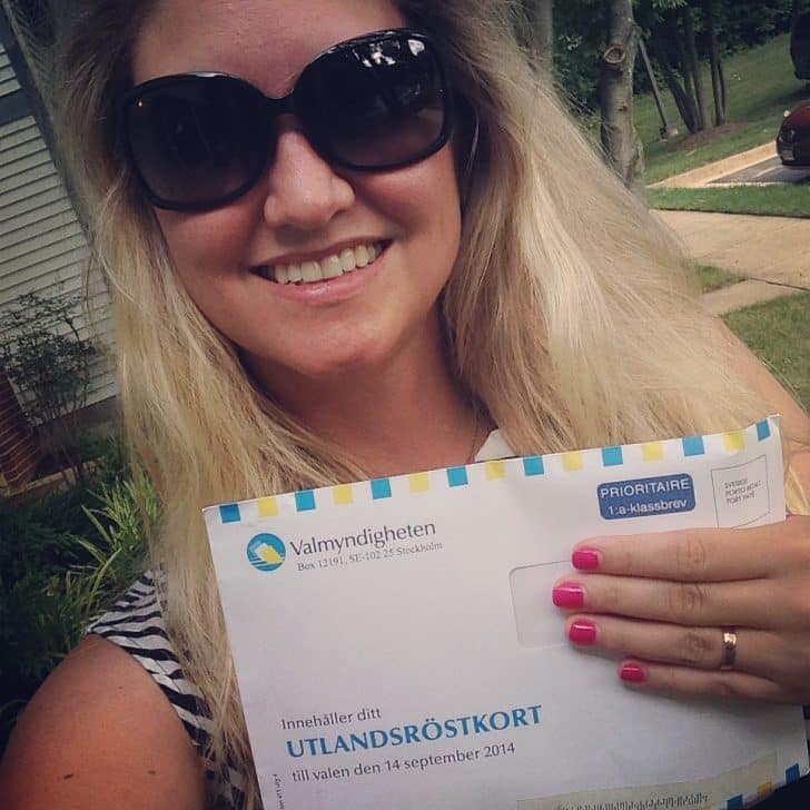 Erica Eriksdotter Swedish voting card for Swedes outside of Sweden