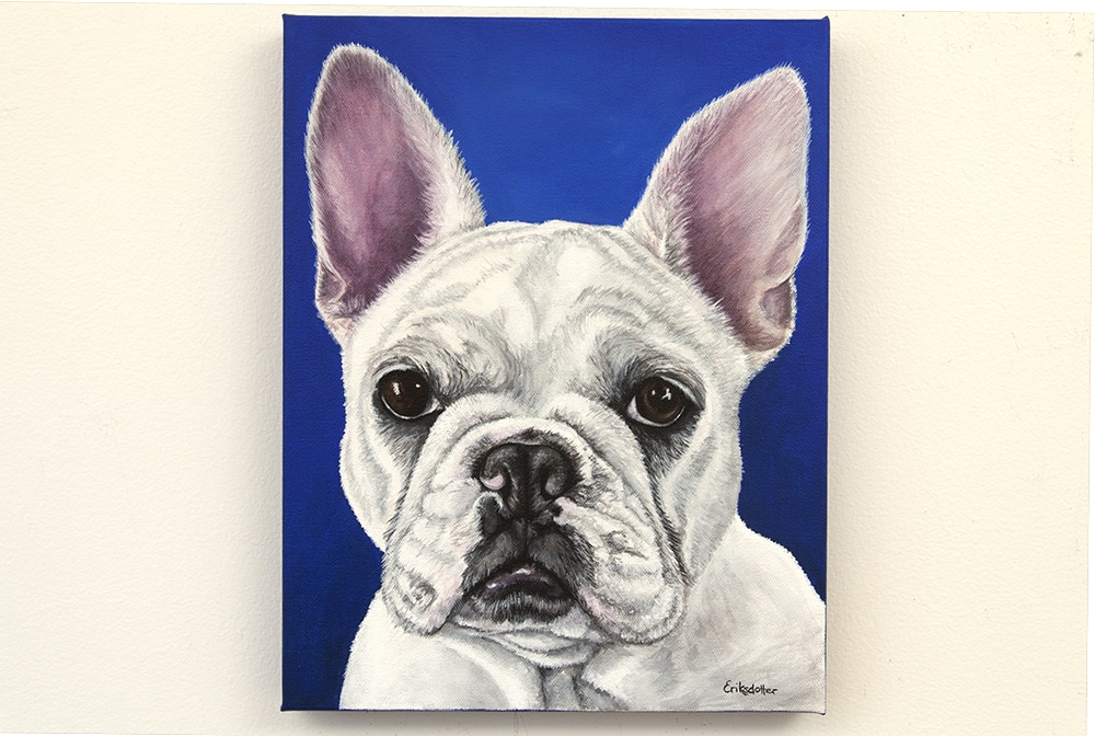 Pet portrait of a french bulldog by artist Erica Eriksdotter