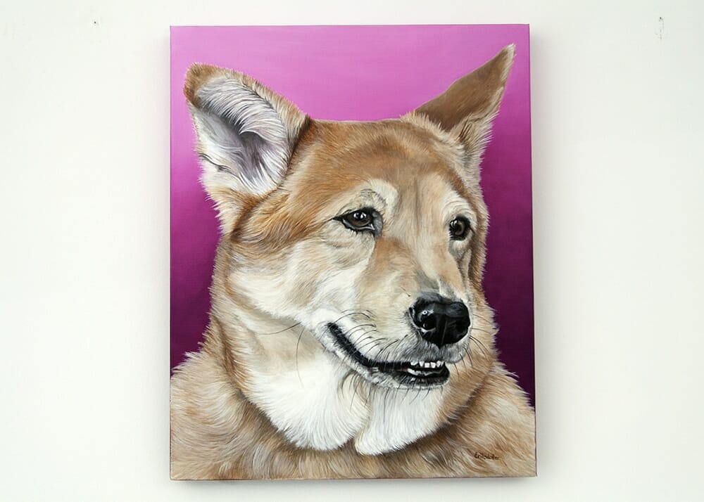 Pet portrait of a french bulldog by artist Erica Eriksdotter