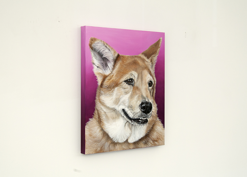 IMG_0355Custom dog portrait of a german sheperd and chow mix dog by fine arts painter Erica Eriksdotter