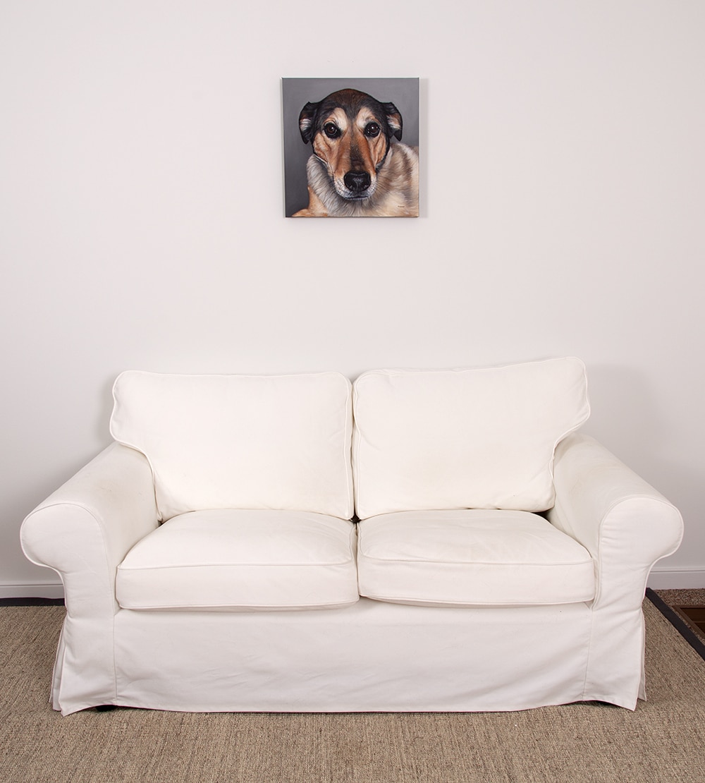 Custom dog portrait of a labrador retriever mix by artist Erica Eriksdotter