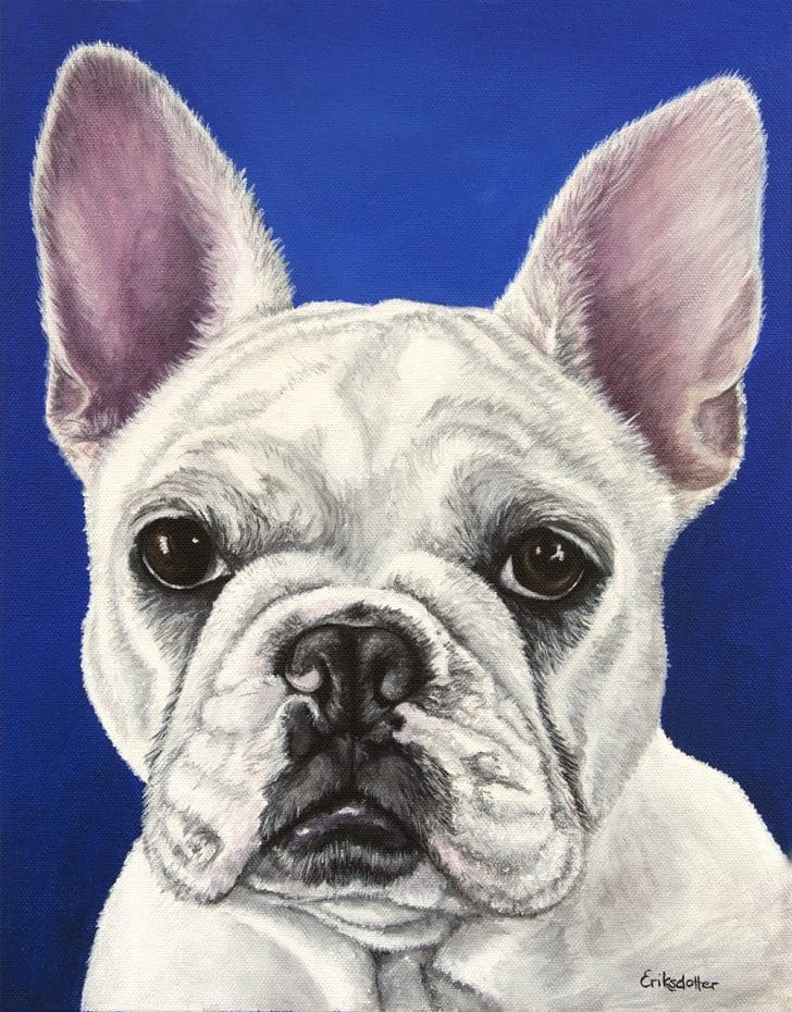Custom french bulldog portrait by Erica Eriksdotter, right