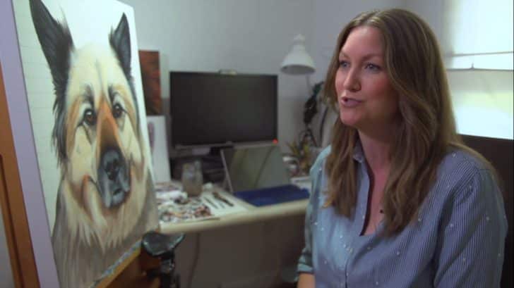 Image from Fox channel's coverage of Erica Eriksdotter life and custom pet portrait paintings