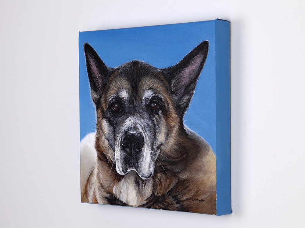Custom dog portrait of a akita by artist Erica Eriksdotter