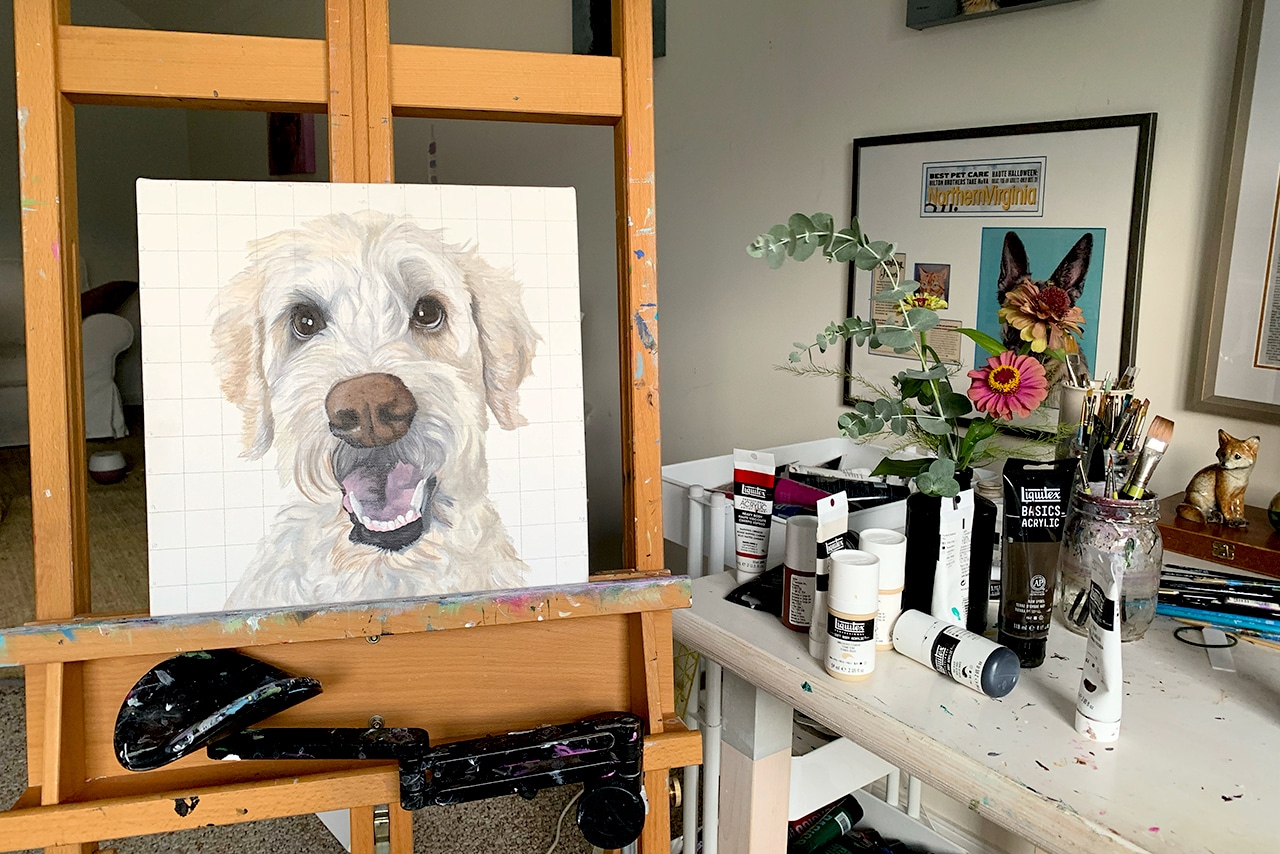 Custom pet memorial painting by Erica Eriksdotter capturing a pet’s soul.